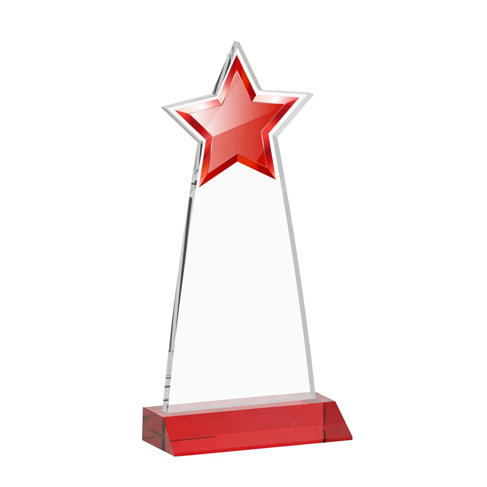 Custom Starfire Crystal Star Cutout Award With Second-Position Etch, with your logo for company anniversary events