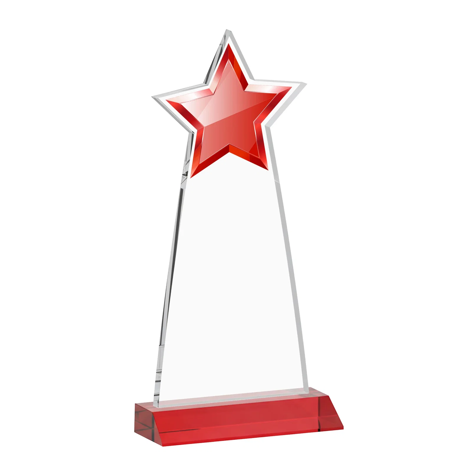 Personalized Starfire Crystal Star Cutout Award With Second-Position Etch, with your logo for employee recognition