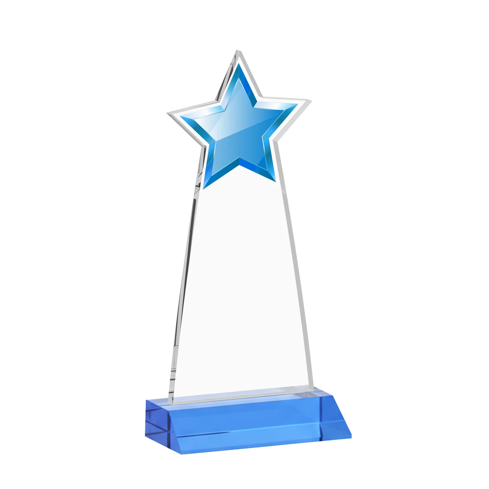 Personalized Starfire Crystal Star Cutout Award With Second-Position Etch, with your logo for corporate award ceremonies