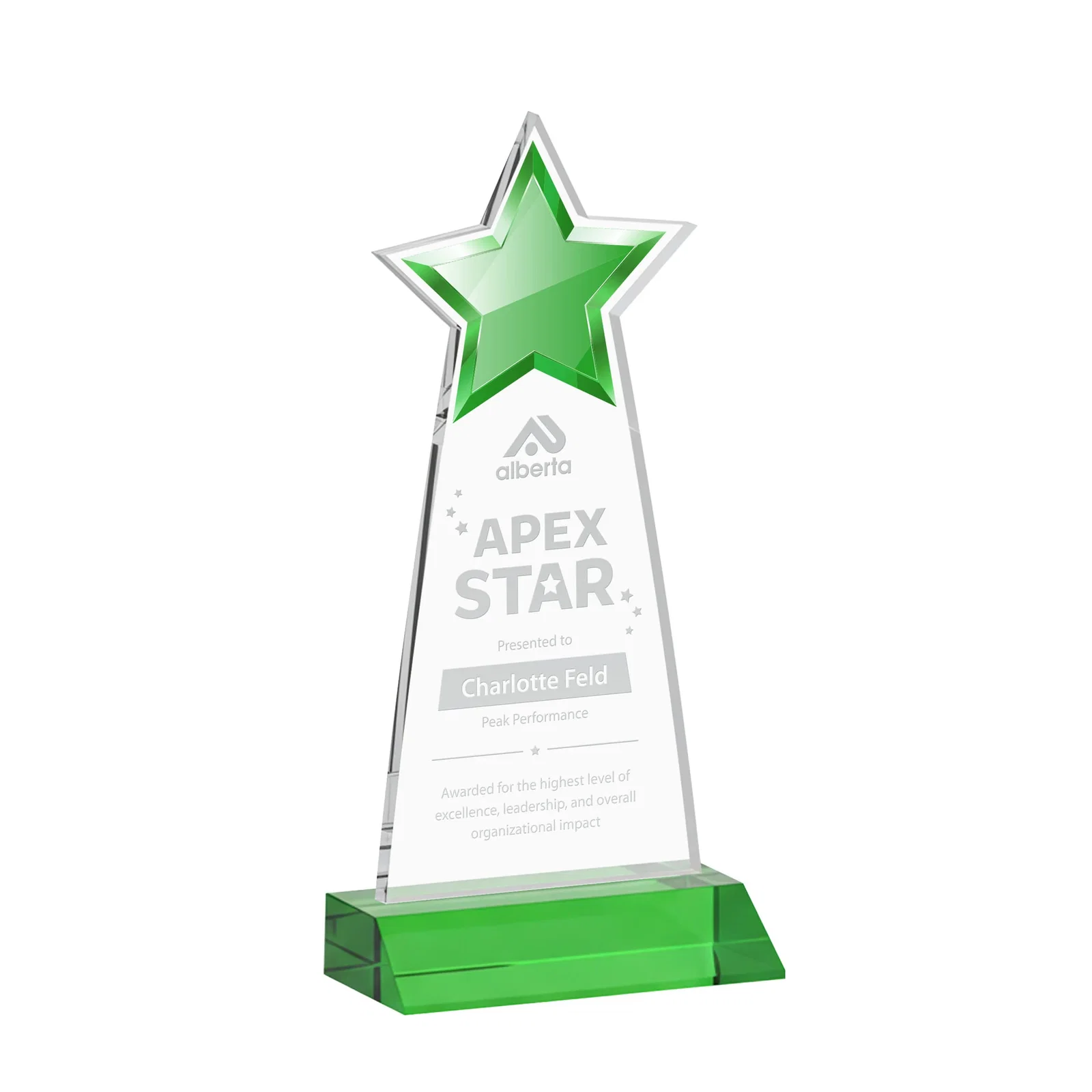 Custom Starfire Crystal Star Cutout Award With Second-Position Etch for company anniversary events