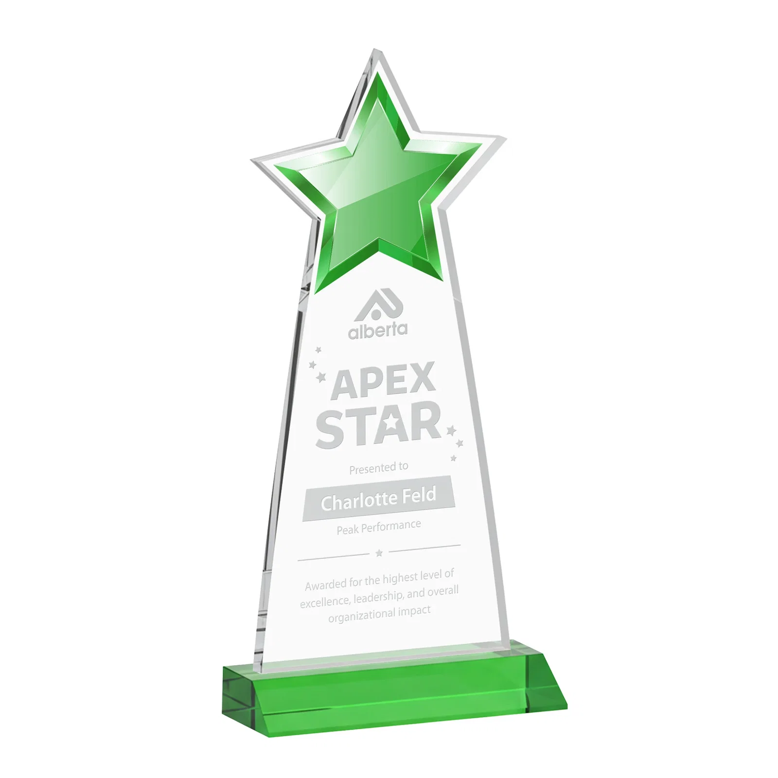 Personalized Starfire Crystal Star Cutout Award With Second-Position Etch for corporate award ceremonies