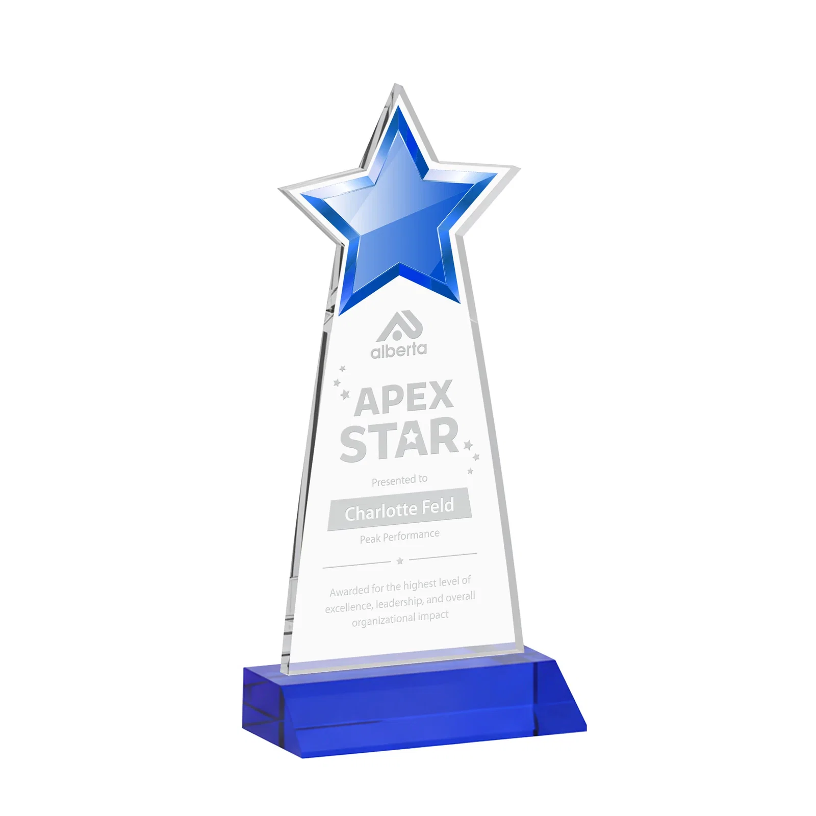 Personalized Starfire Crystal Star Cutout Award With Second-Position Etch for graduation ceremonies