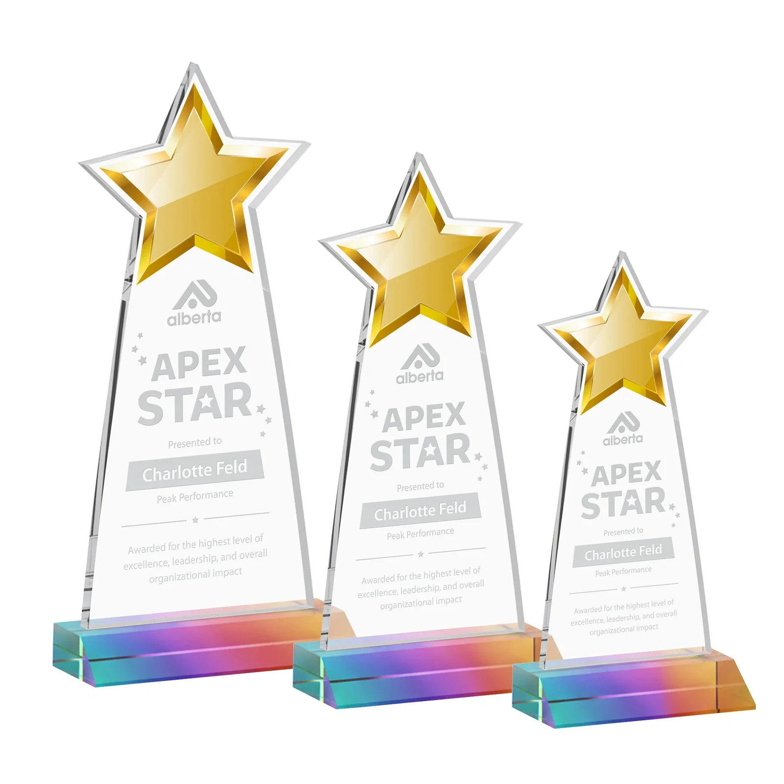 Personalized Starfire Crystal Star Cutout Award With Second-Position Etch for dealer and partner awards