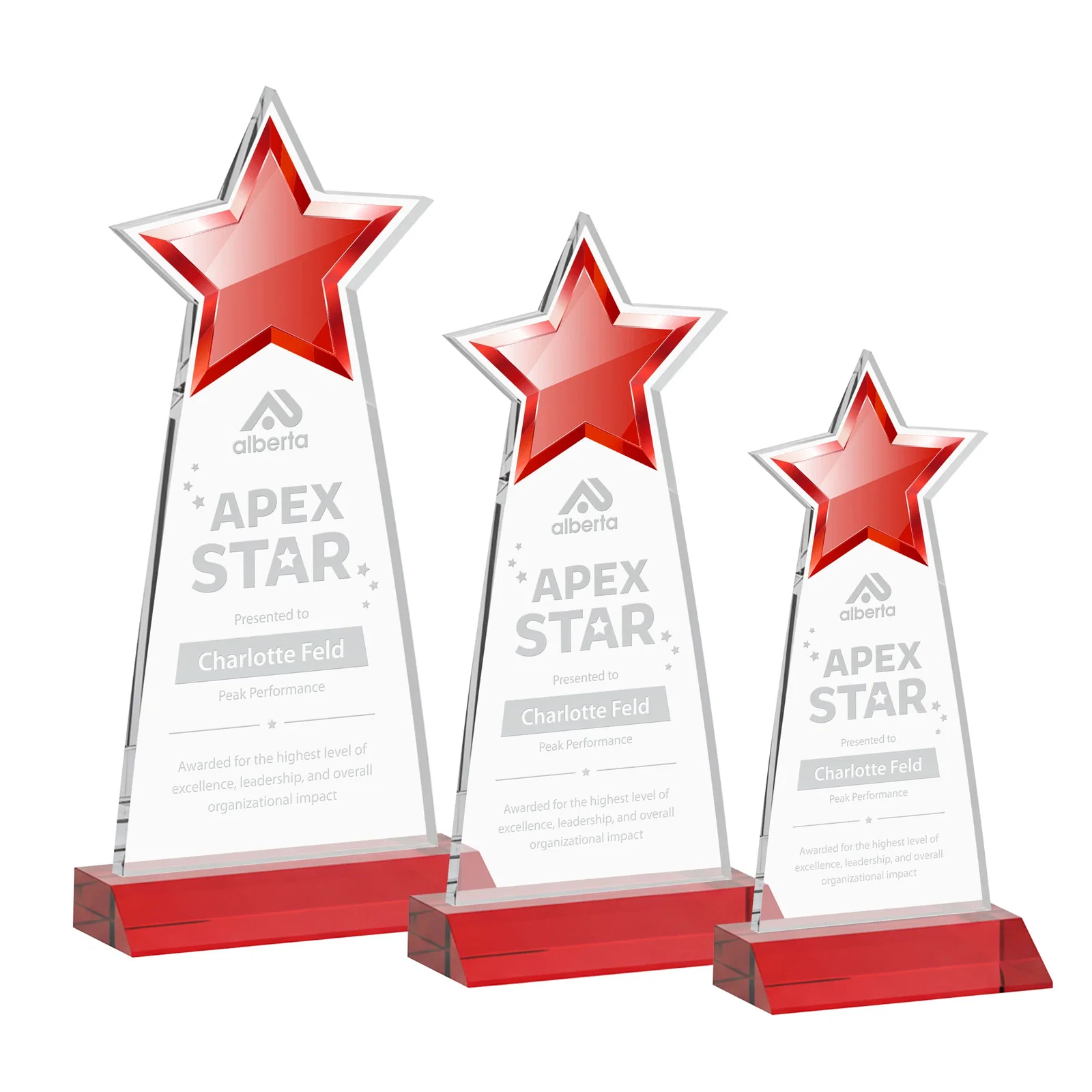 Promotional Starfire Crystal Star Cutout Award With Second-Position Etch for service anniversary gifts
