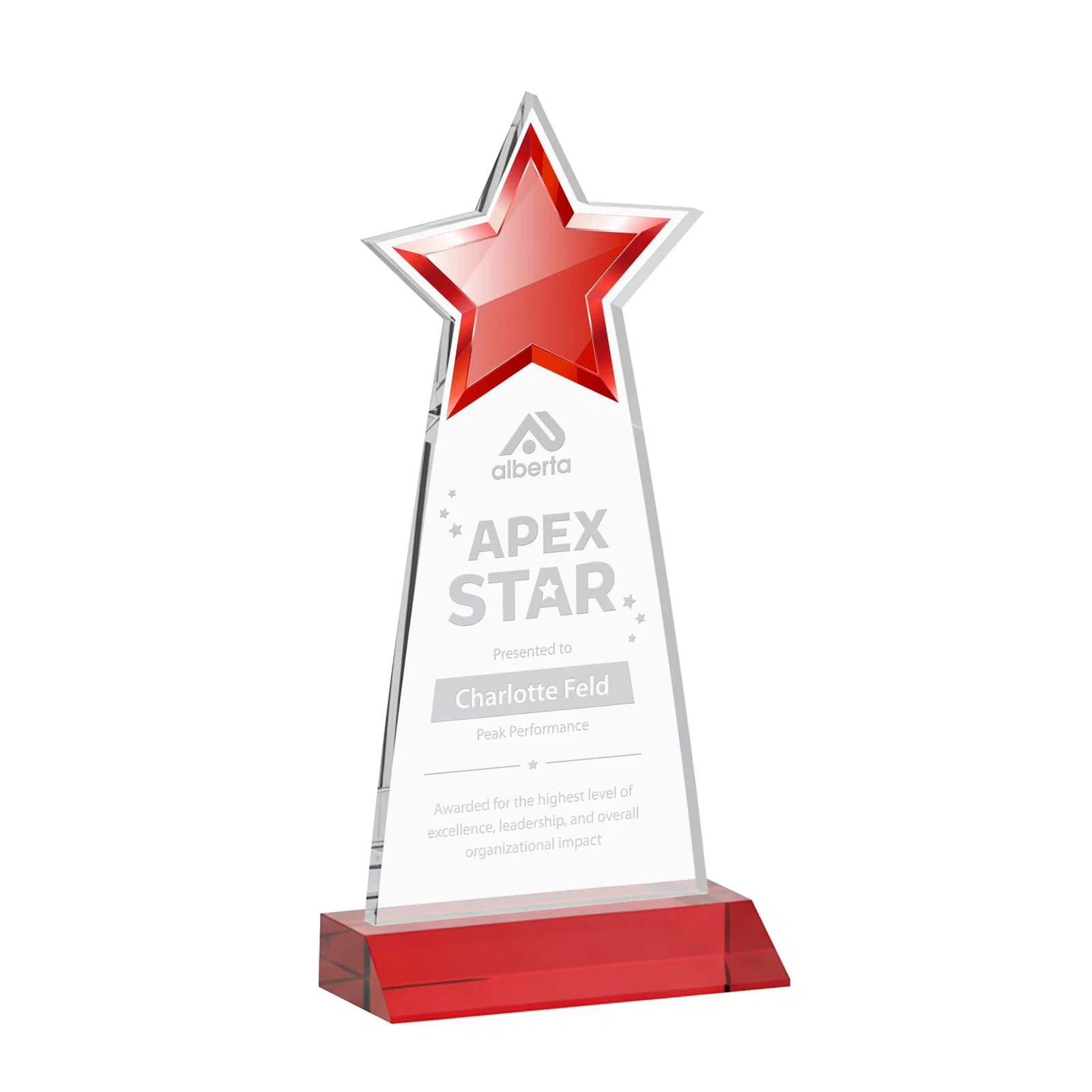Promotional Starfire Crystal Star Cutout Award With Second-Position Etch for retirement presentations