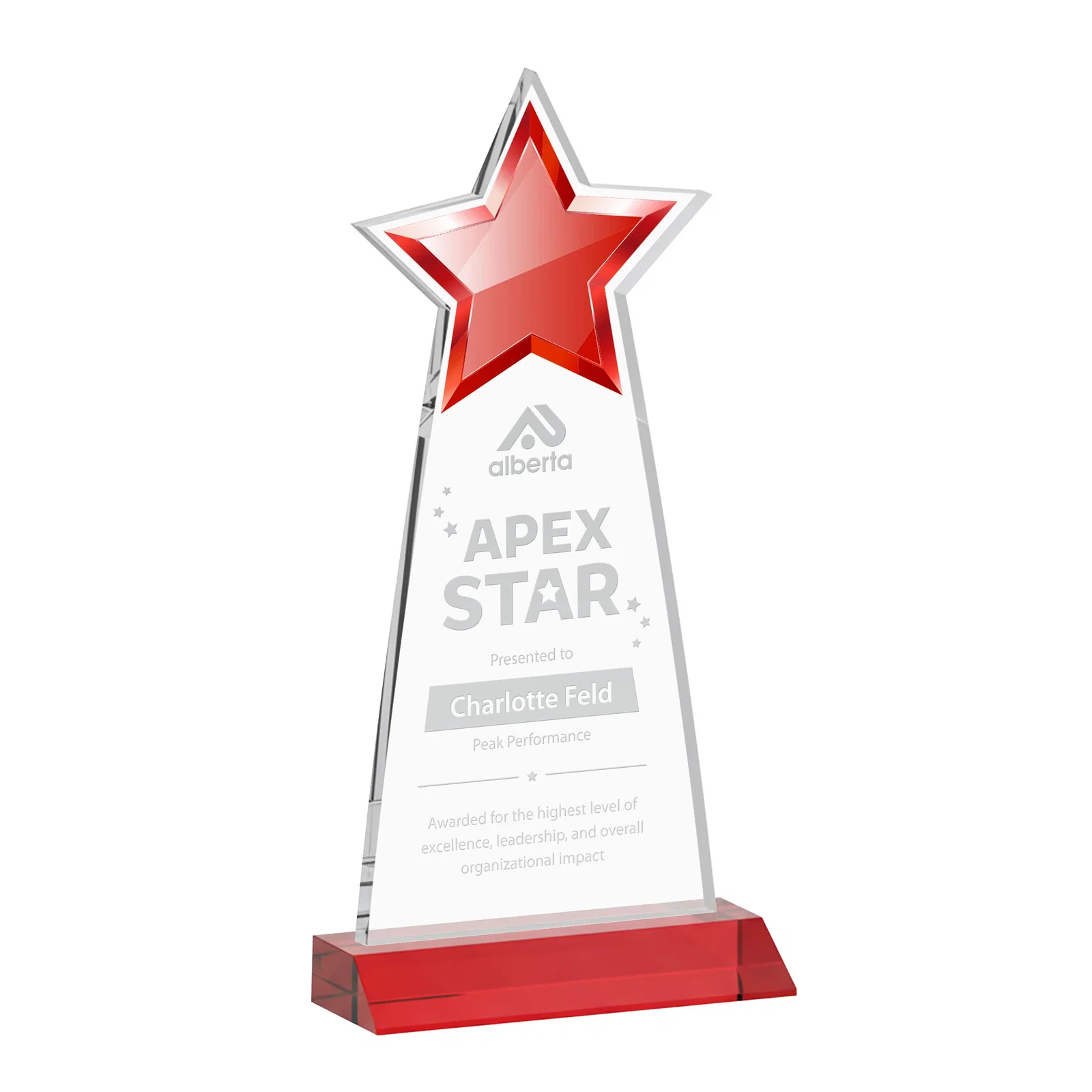 Promotional Starfire Crystal Star Cutout Award With Second-Position Etch for team milestone celebrations
