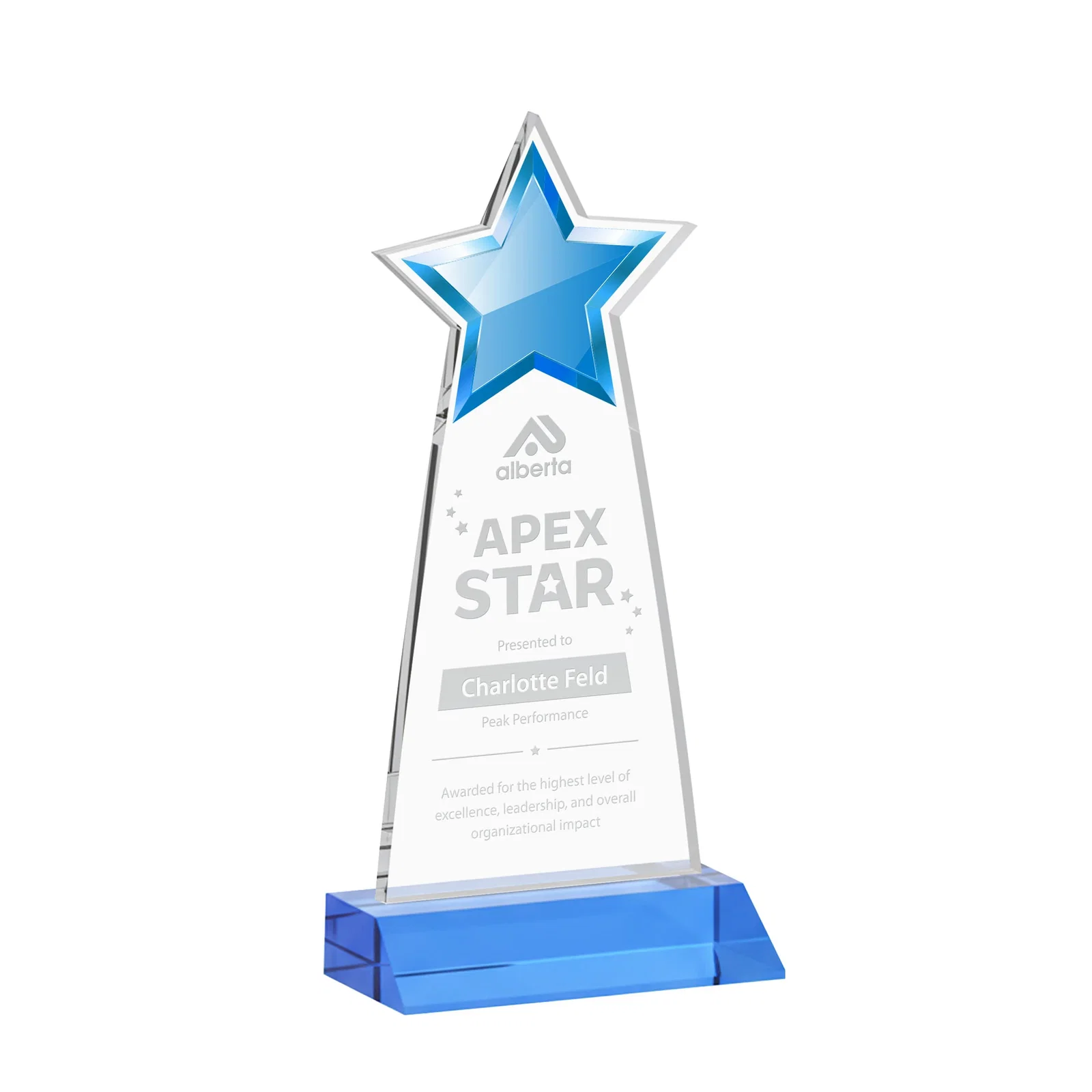Promotional Starfire Crystal Star Cutout Award With Second-Position Etch for graduation ceremonies