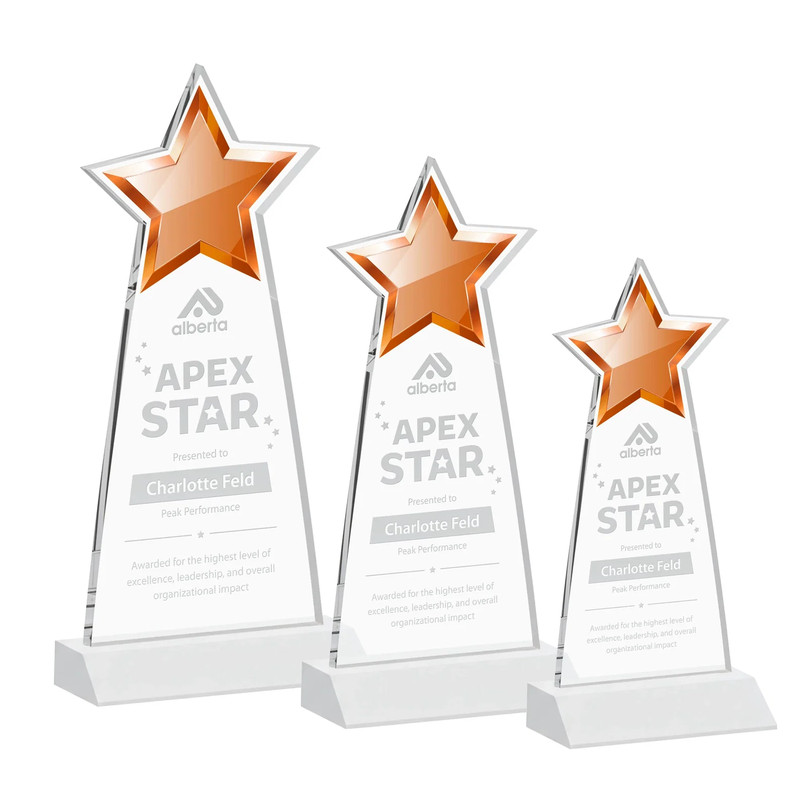 Promotional Starfire Crystal Star Cutout Award With Second-Position Etch for dealer and partner awards