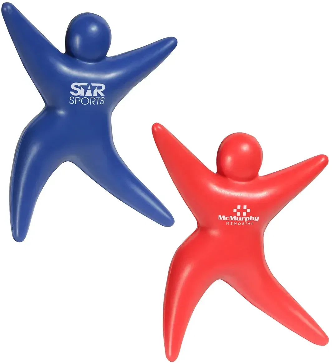 Starman custom stress reliever, cheerful star figure squeeze toy branded with logo, front view