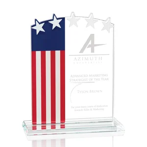 Starfire Crystal Stars and Stripes Award with Frosted Edge