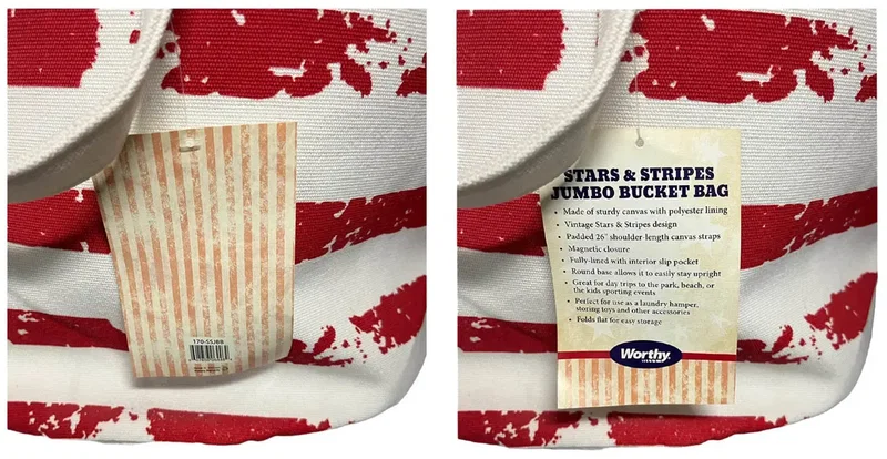 Stars & Stripes Jumbo Bucket Bag - Customizable & Branded Promotional Bag — view 3