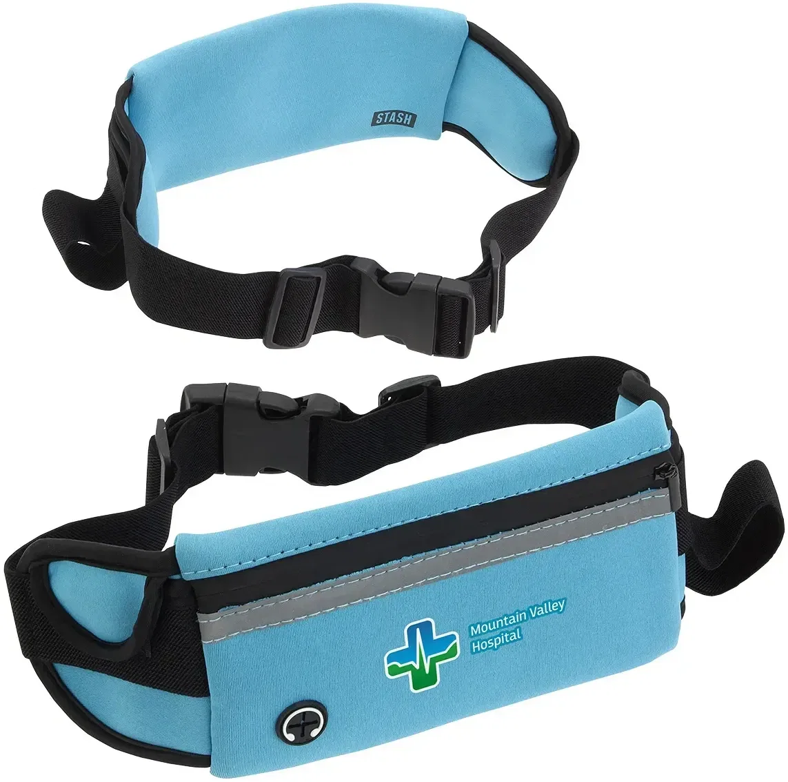 Promotional Stash Pocket sport belt back view with reflective stripe detail