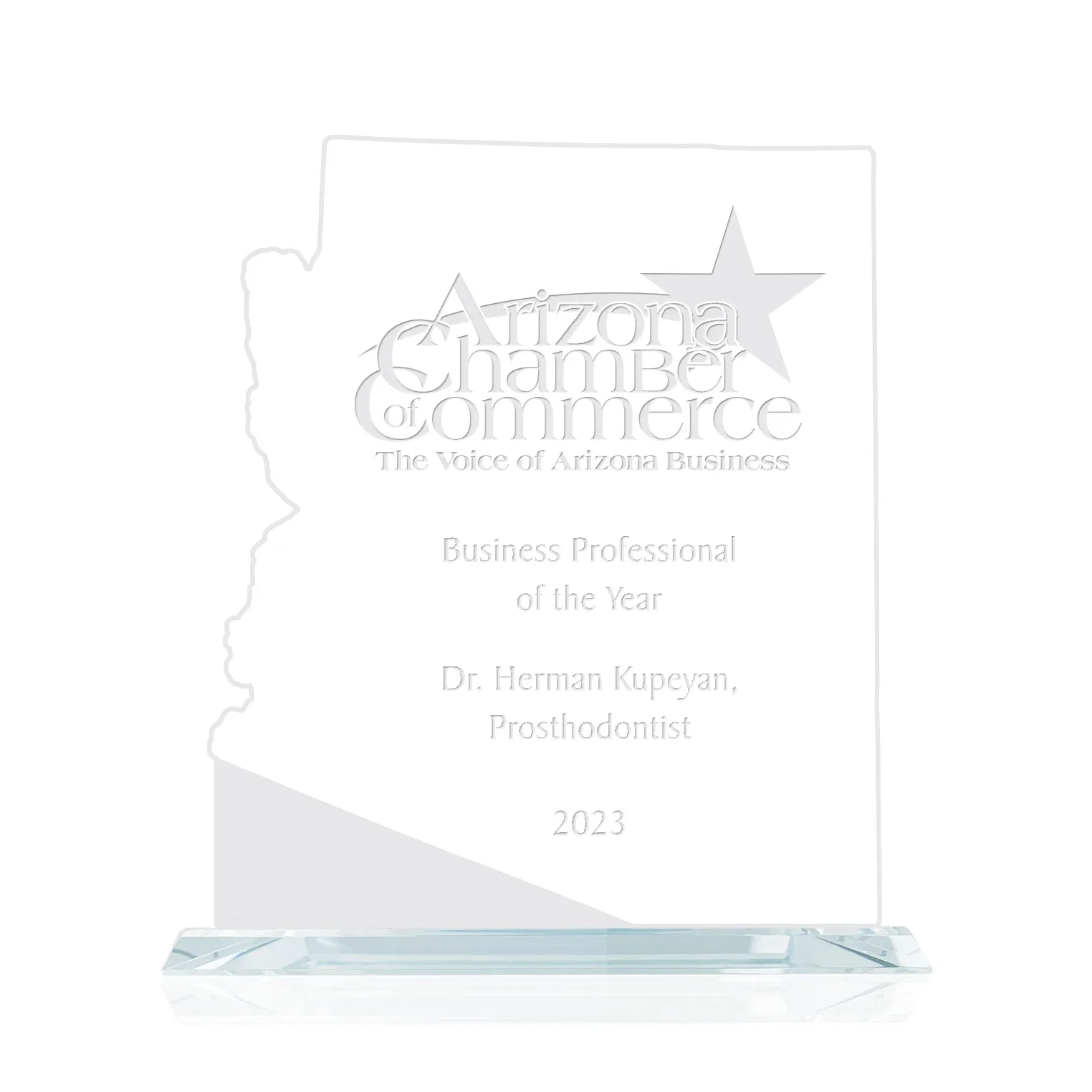 Custom Jade Glass Arizona Map Award for employee recognition