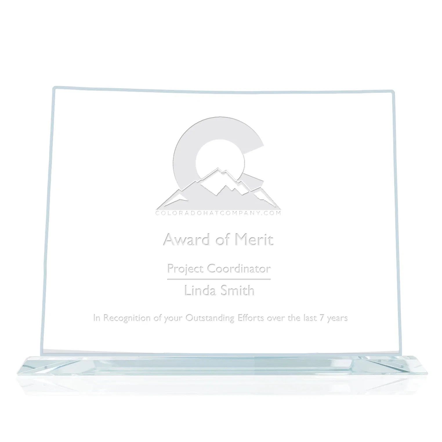 Custom Jade Glass Colorado Map Award for employee recognition