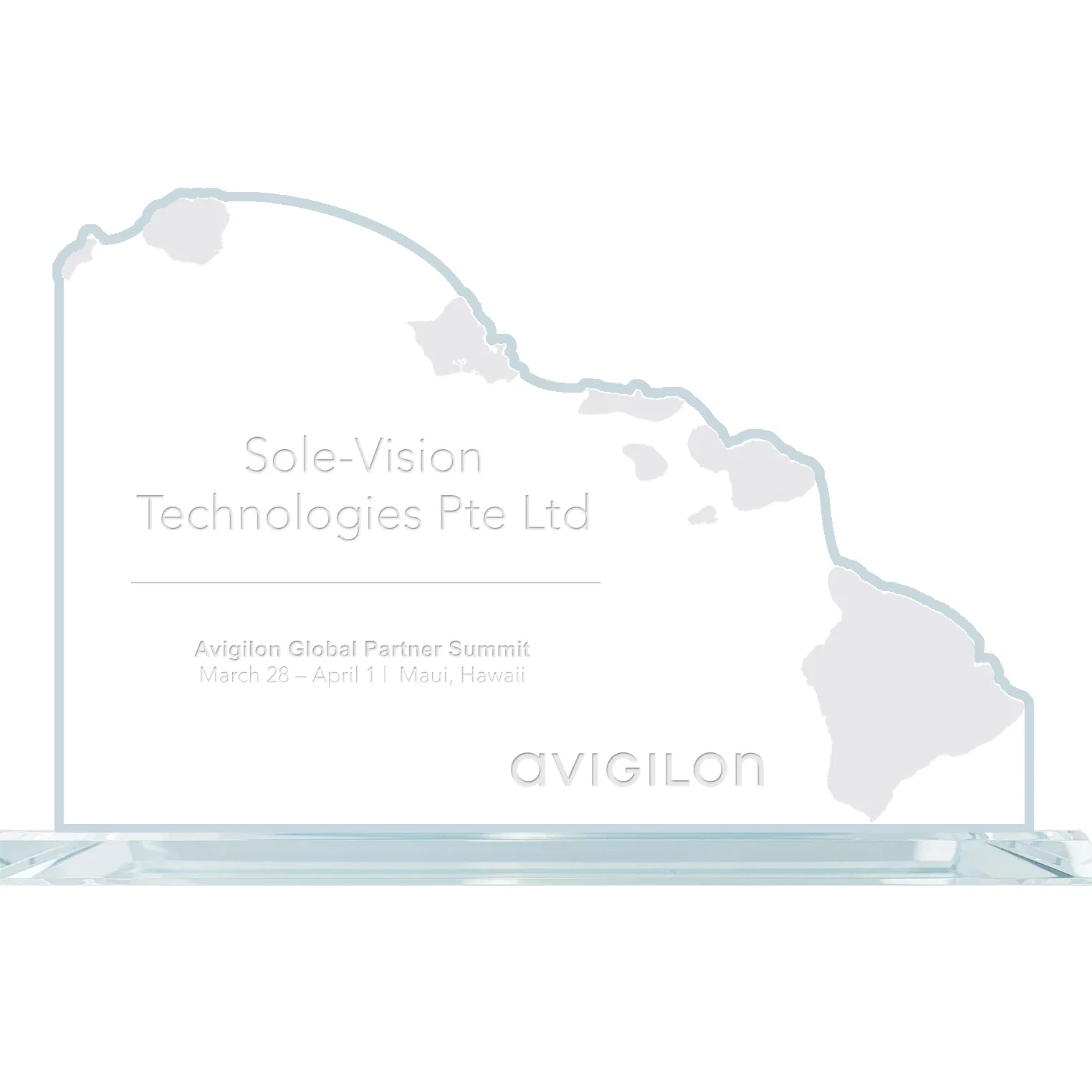 Custom Jade Glass Hawaii State Map Award for employee recognition