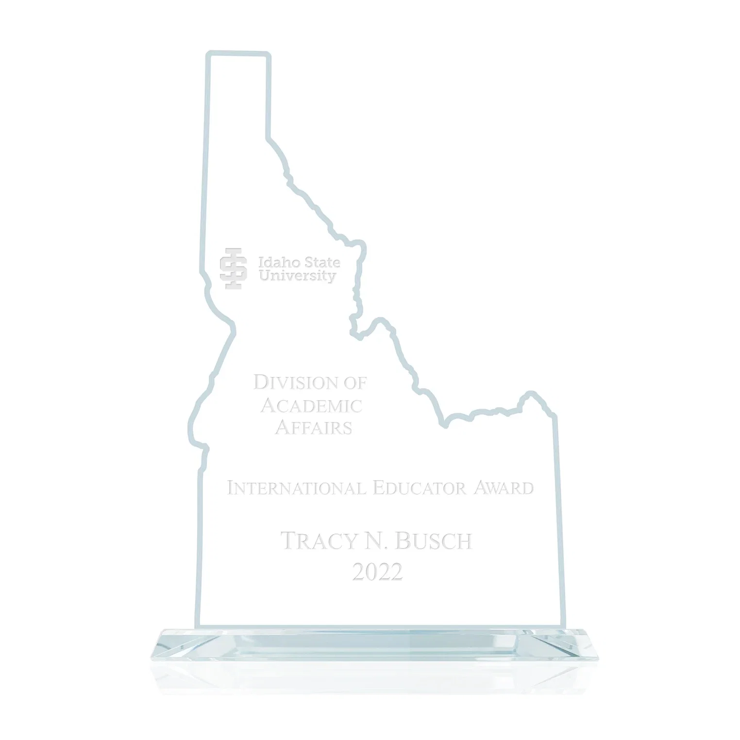 Custom Jade Glass Idaho State Map Award for employee recognition