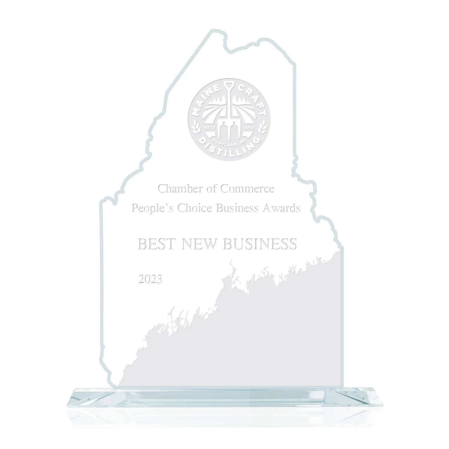 Custom Jade Glass Maine State Map Award for employee recognition