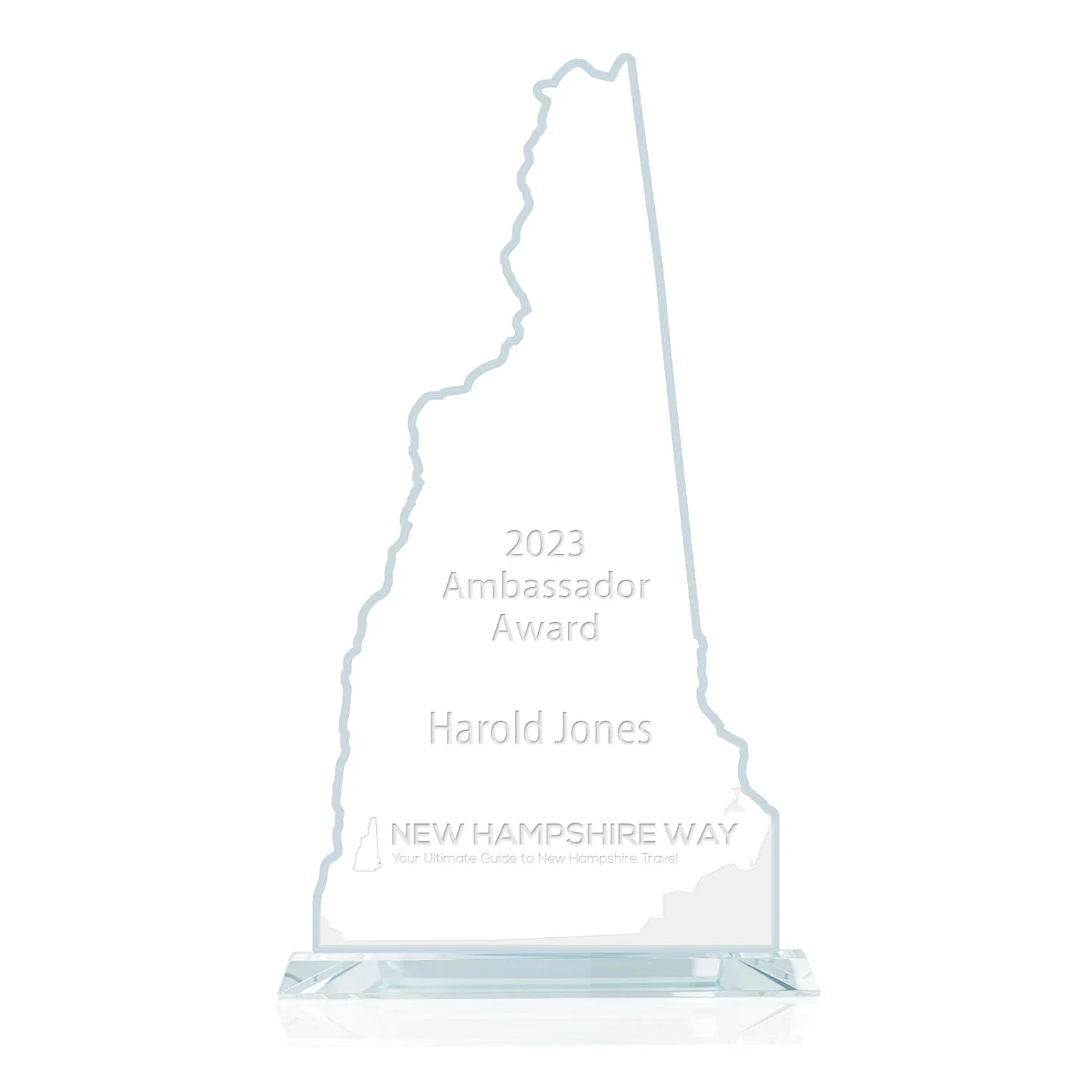 Custom Jade Glass New Hampshire State Map Award for employee recognition