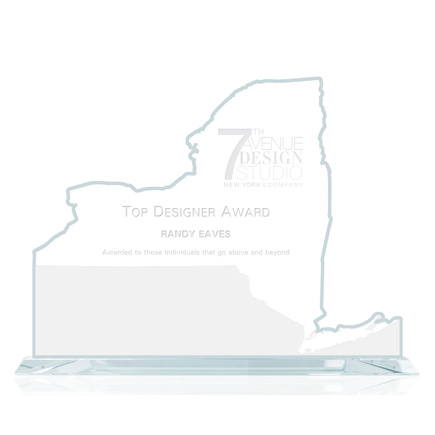 Custom Jade Glass New York State Map Award for employee recognition