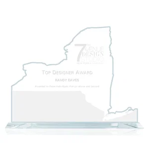 Jade Glass New York State Map Award