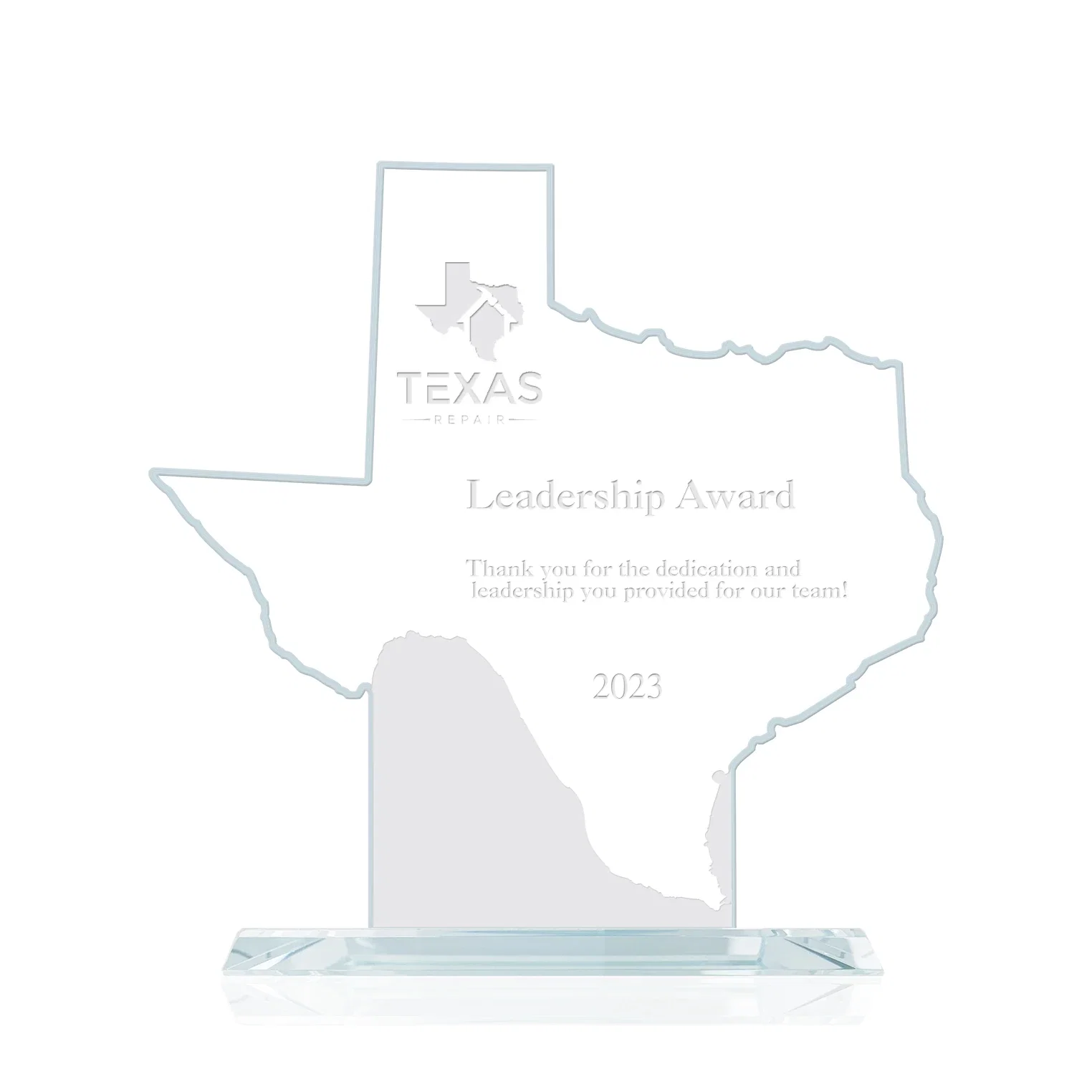 Custom State Map Award - Texas for corporate award ceremonies