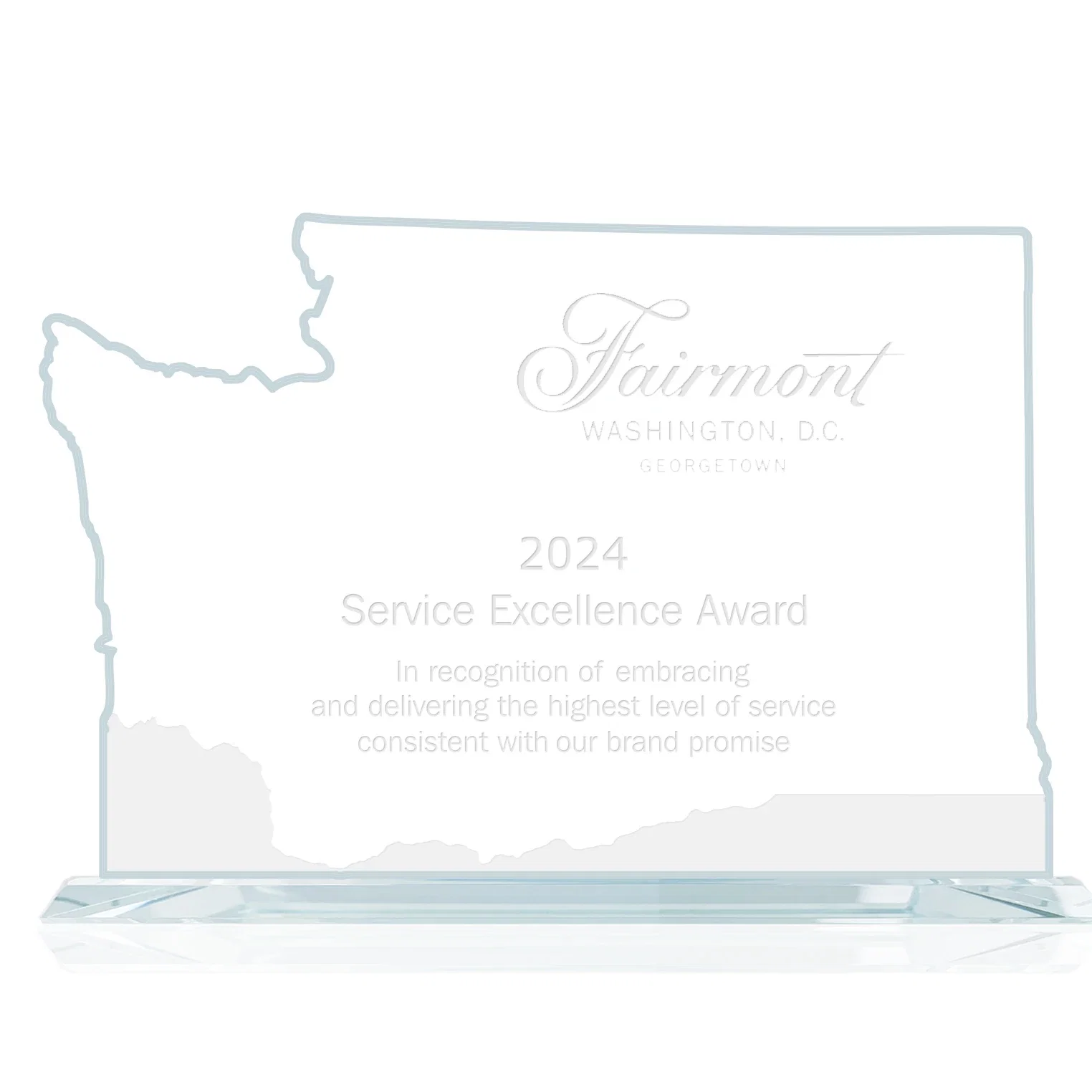 Custom Jade Glass Washington State Map Award for employee recognition