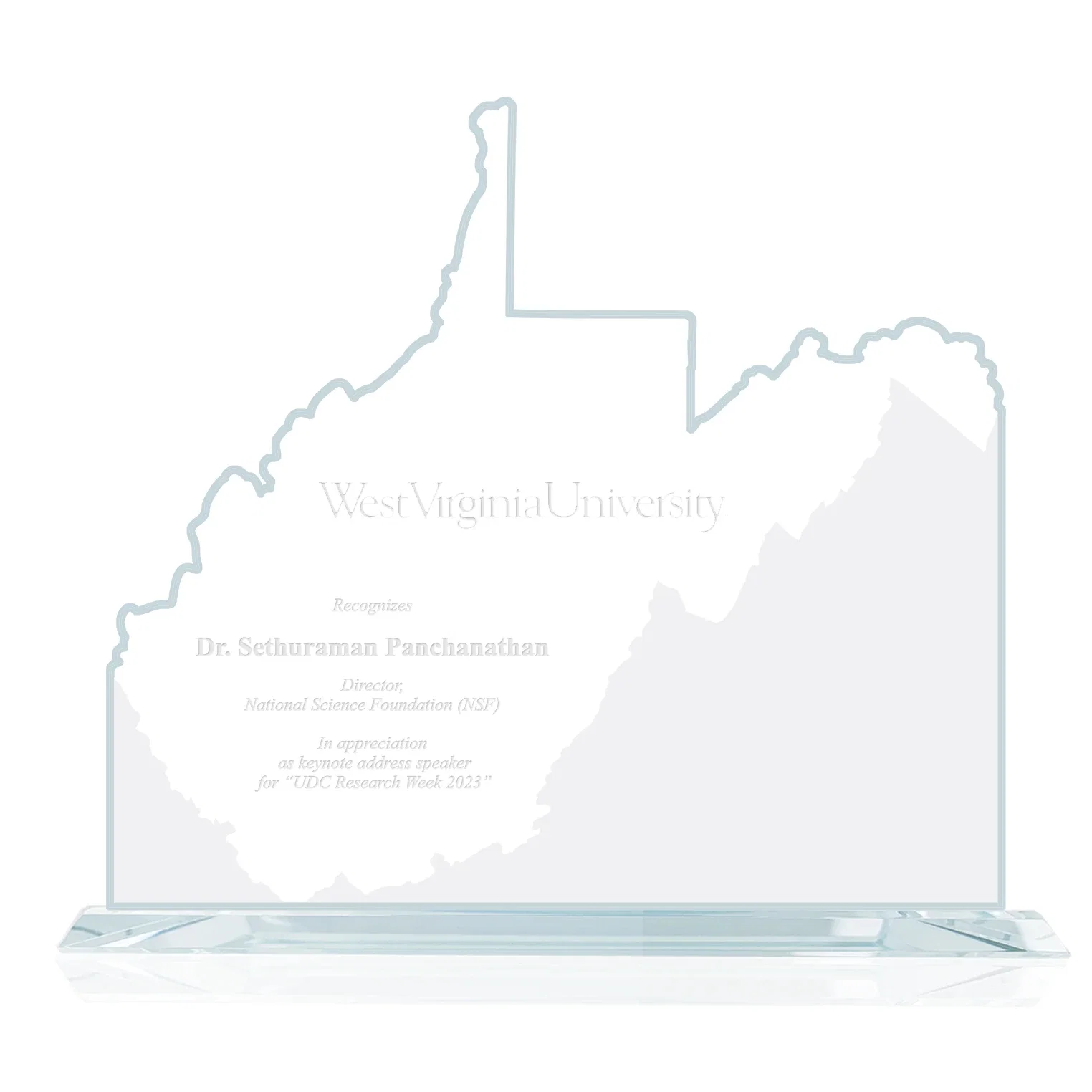 Custom Jade Glass West Virginia State Map Award for employee recognition