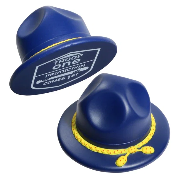 State trooper hat shaped stress reliever, 3-1/16 x 3-1/16 x 1-7/8 inches