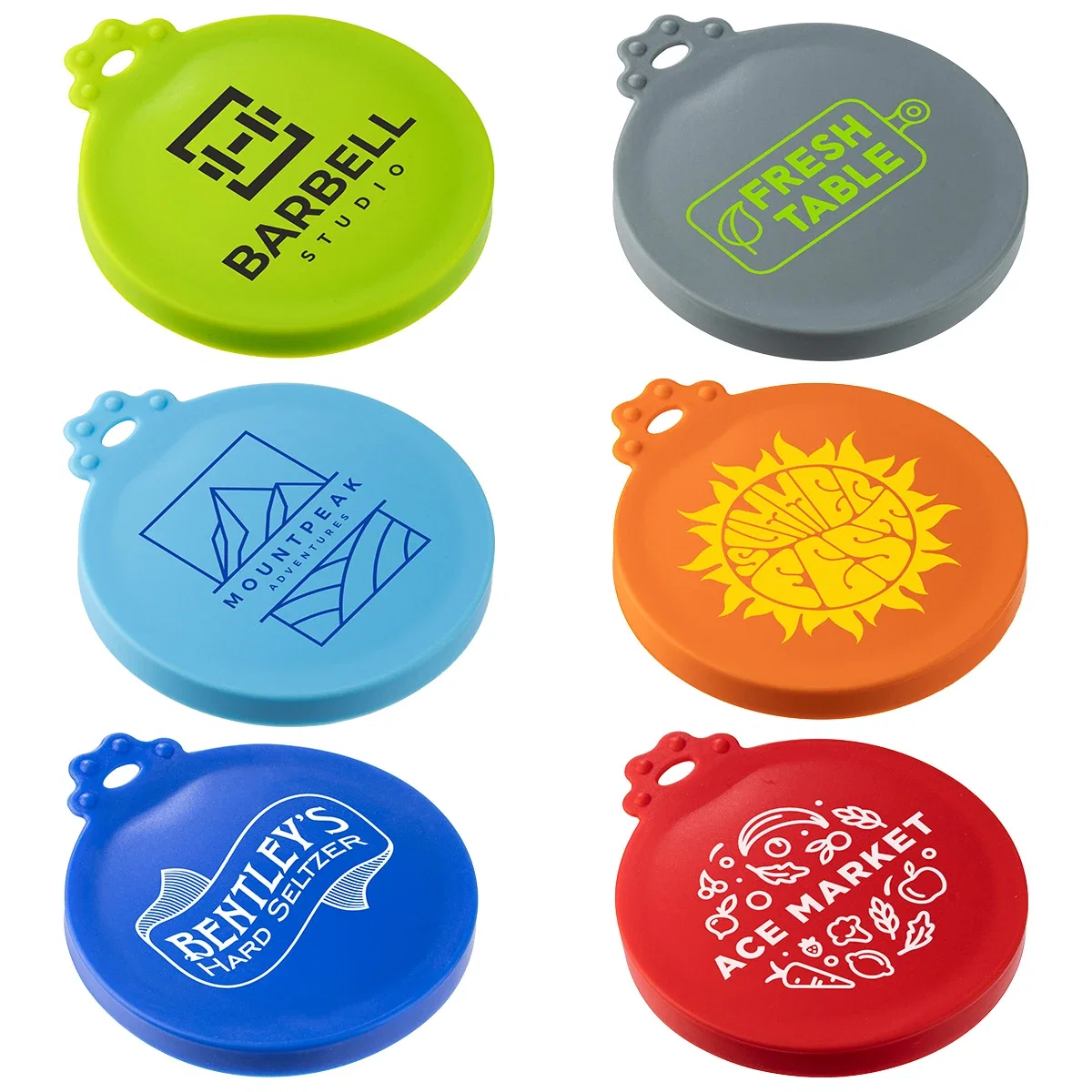 Custom Stay Fresh Silicone Can Lid, front view of the branded beverage lid
