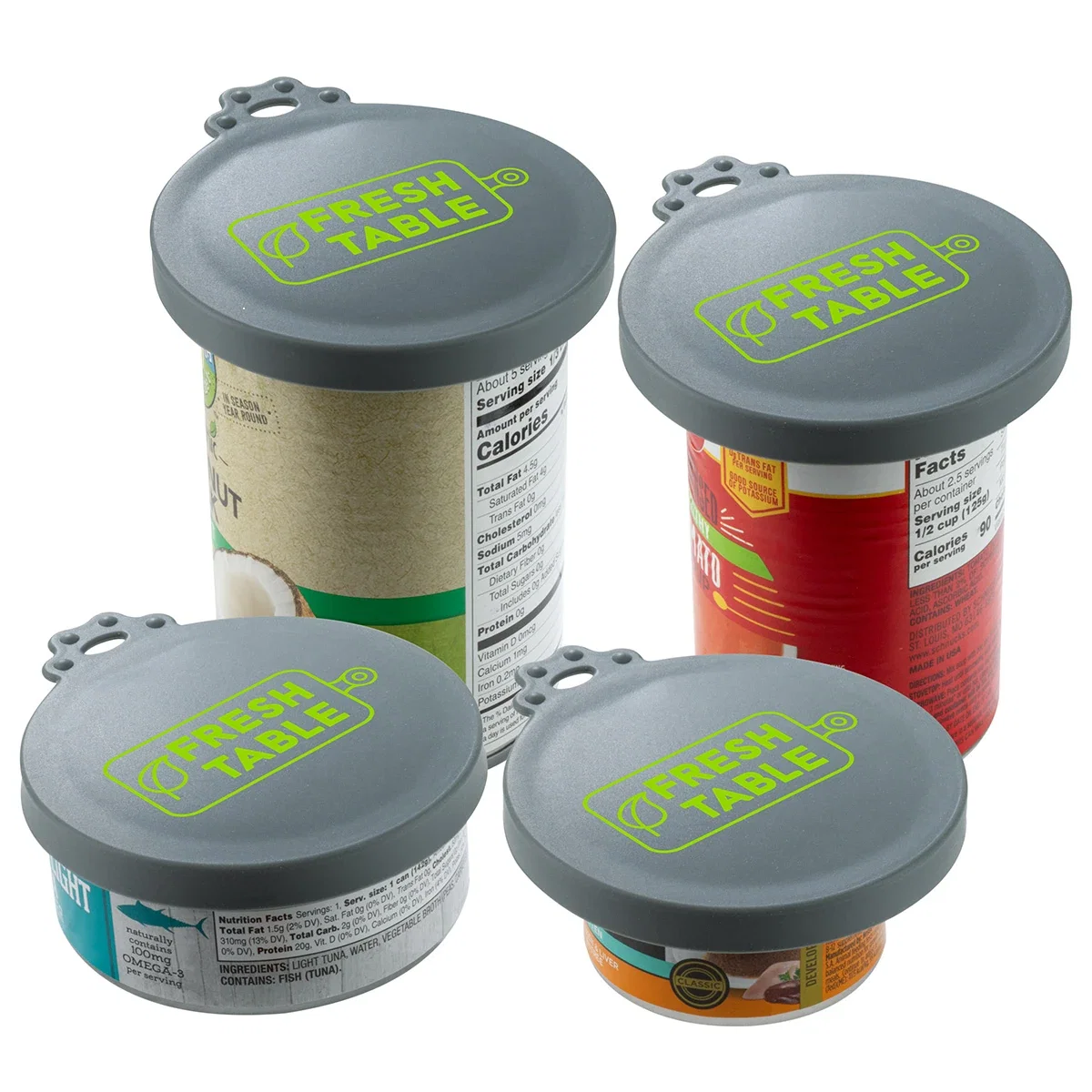 Stay Fresh Silicone Can Lid in use sealing an open can