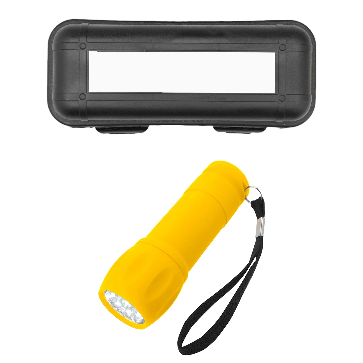 Side profile of the carry case, about two inches tall