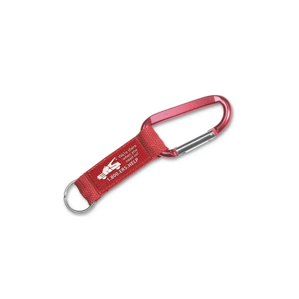 Customized Steel Carabiner Key Tag — Red — view 3