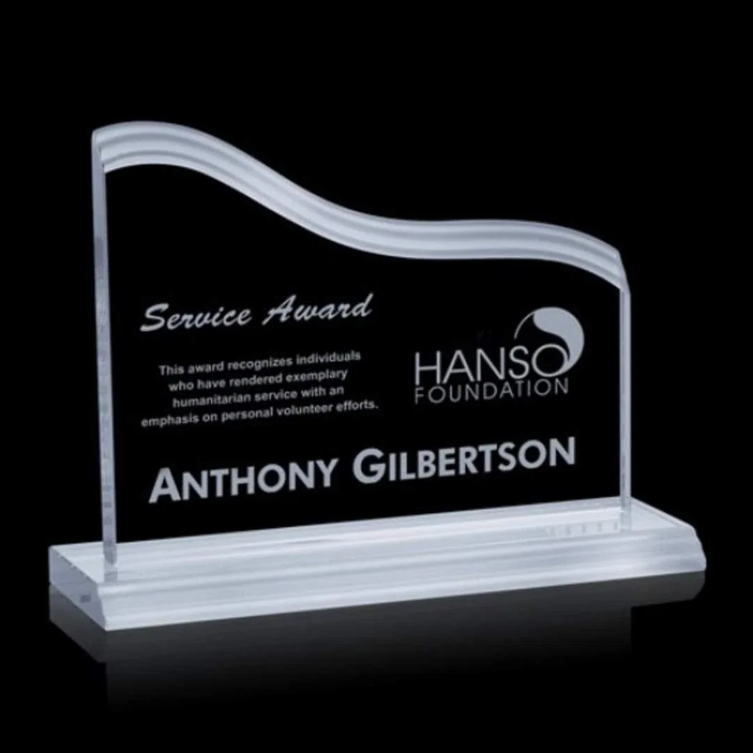 Custom Jade Glass Award With Stepped Frosting on Award and Base for corporate award ceremonies