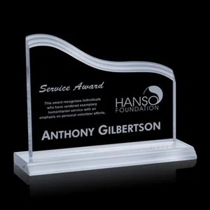 Jade Glass Award With Stepped Frosting on Award and Base