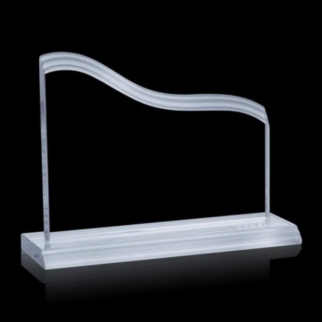 Custom Jade Glass Award With Stepped Frosting on Award and Base for service anniversary gifts