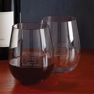 Set of 2 Stemless Red Wine Glasses, 4" x 5" x 4" Glass, Full-Color Imprint