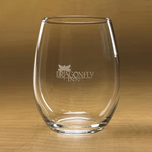 Set of 4 15 oz Stemless White Wine Glasses, 3.5" x 4.5" Glass, Full-Color Imprint