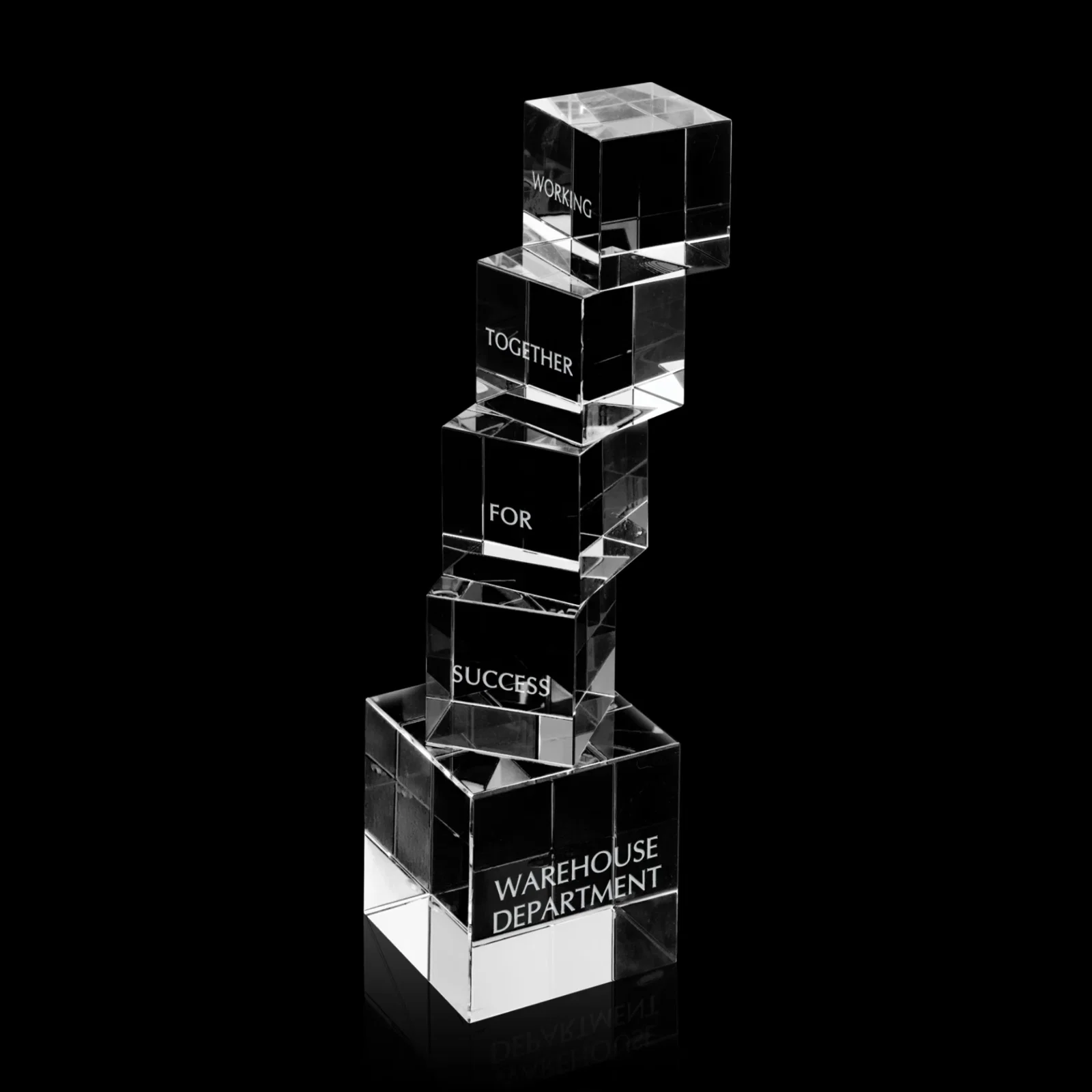 Stepped Crystal Cube Award with Curved Rise — view 2