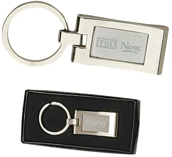 Personalized Silver Rectangle Keyring
