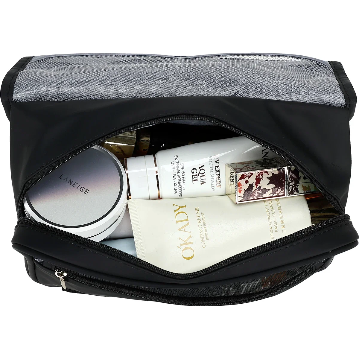 Side profile of the promotional Steward Soft Leatherette Toiletry Bag