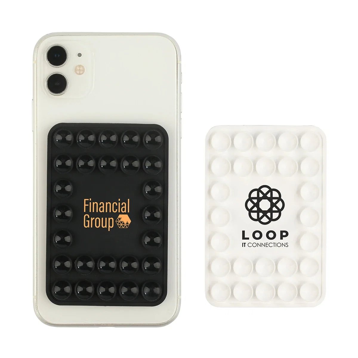Custom Stick 'N Stream Phone Holder, front view of the branded magnetic mount