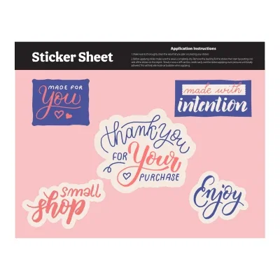 Sheet of stickers cut to unique shapes and sizes