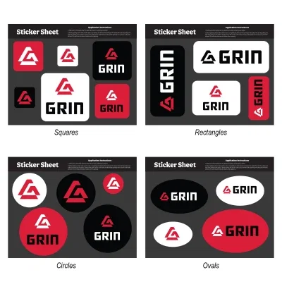 Sticker sheet featuring standard stock shapes like circles and squares