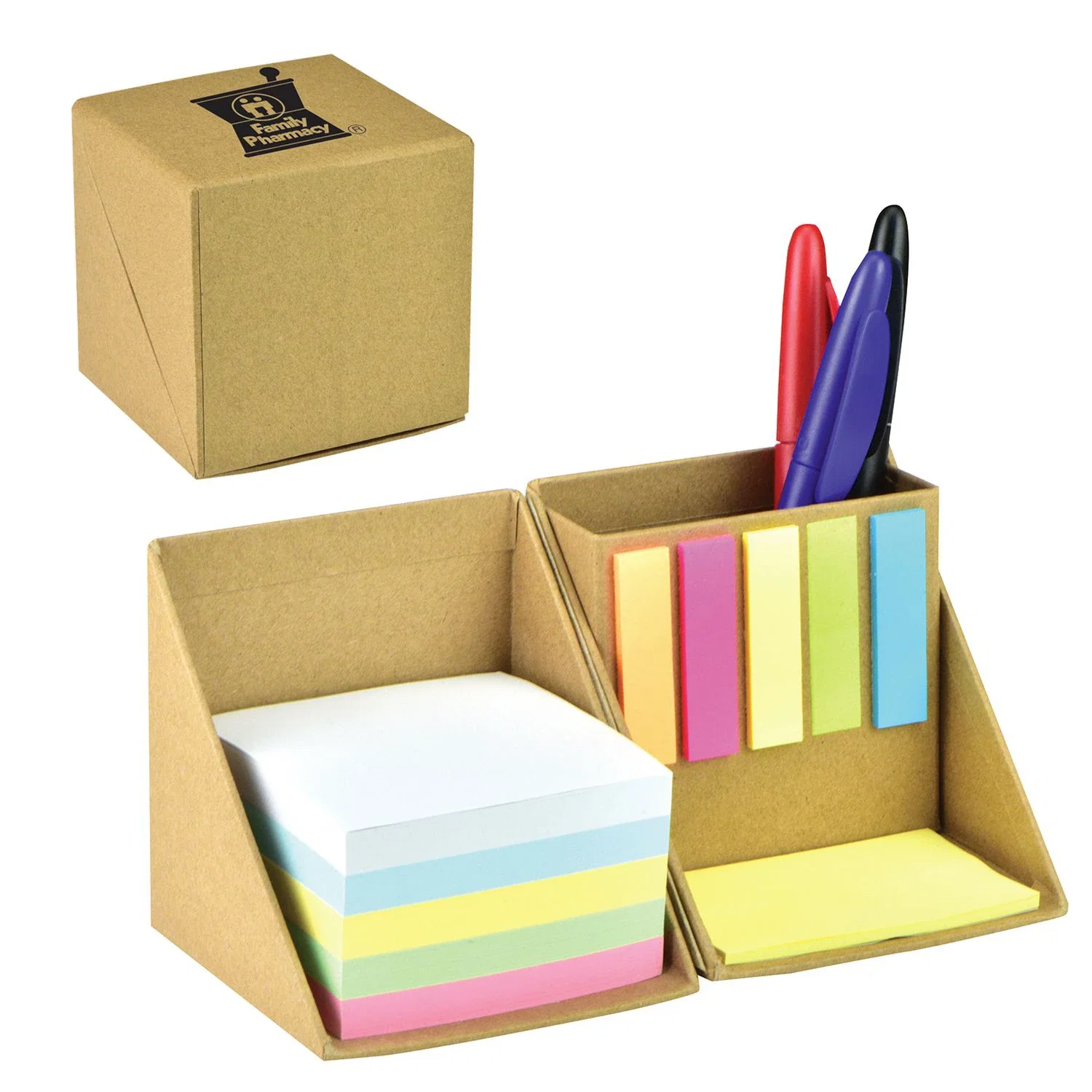 Imprinted Sticky Notes Cube — Natural — view 2