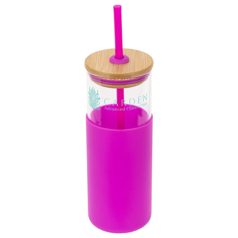 Side profile of the Stirling 18 oz Glass Tumbler with Silicone Sleeve