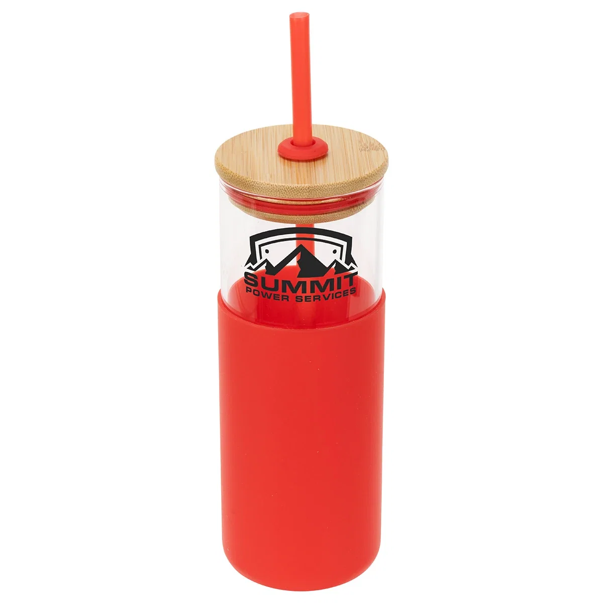 Stirling 18 oz Glass Tumbler on a countertop, promotional drinkware lifestyle shot