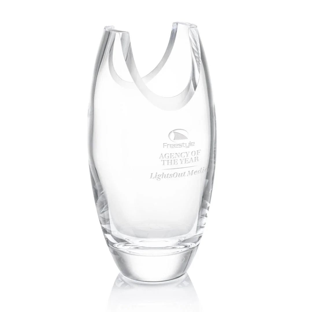 Thick-Cut Lead Crystal Vase with Deep-Etched Facets