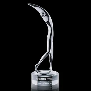 Optical Crystal Golfer Figure Award with Etched Base