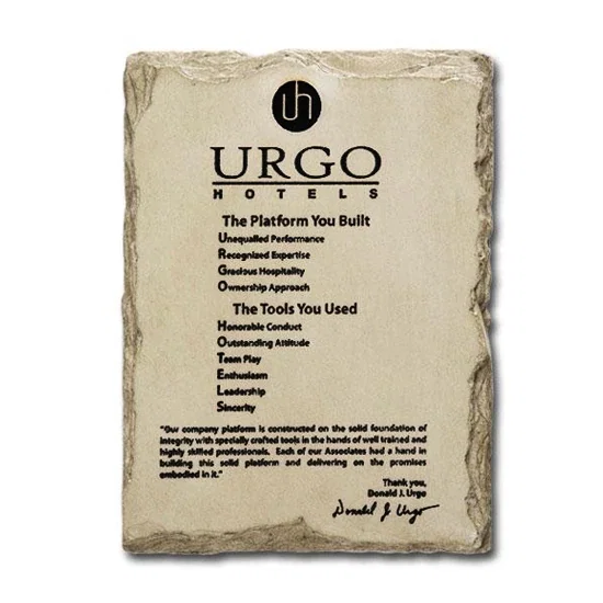 Custom Molded Stone Wall Plaque With Three-Color Sandstone Shading, marble for corporate award ceremonies