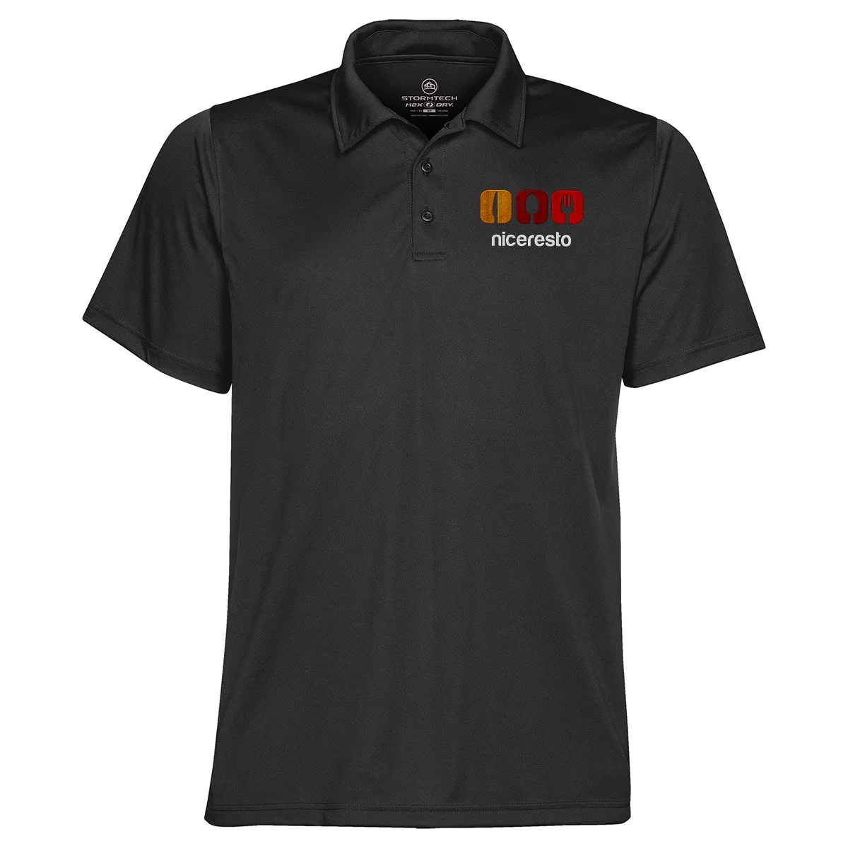 Men's fit shown with the placket buttoned